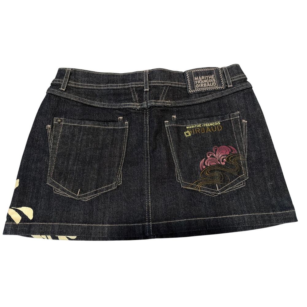 Marithé + François Girbaud Floral Denim Mini Skirt EUC Size 29 Y2K 90s